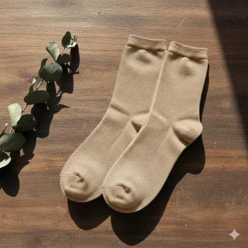 Calcetines de mujer, de un solo color, beige