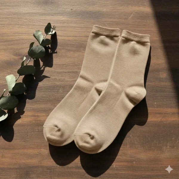 Calcetines de mujer, de un solo color, beige
